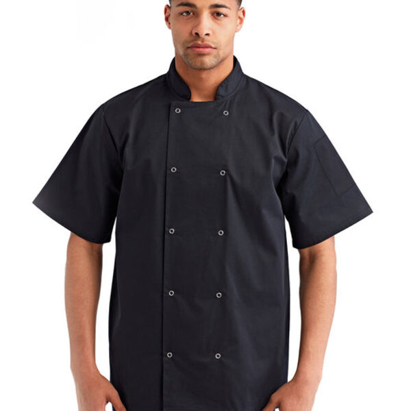 Unisex Studded Front Short-Sleeve Chef's Jacket Thumbnail